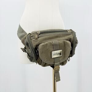 Universal Studios Green Canvas Waist Bag Fanny Pack Utility Travel Multi Pocket